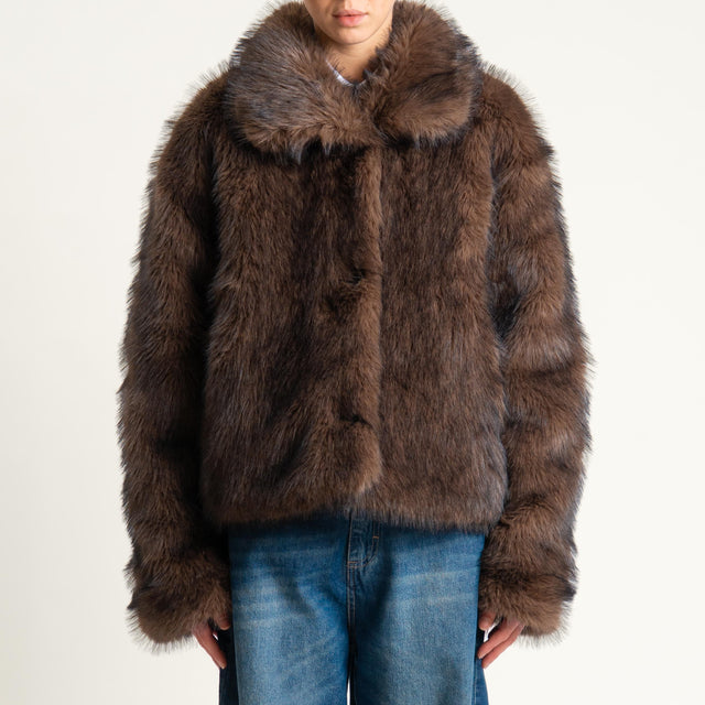 Vicolo- Giacca doubleface ecopelliccia - denim/moro