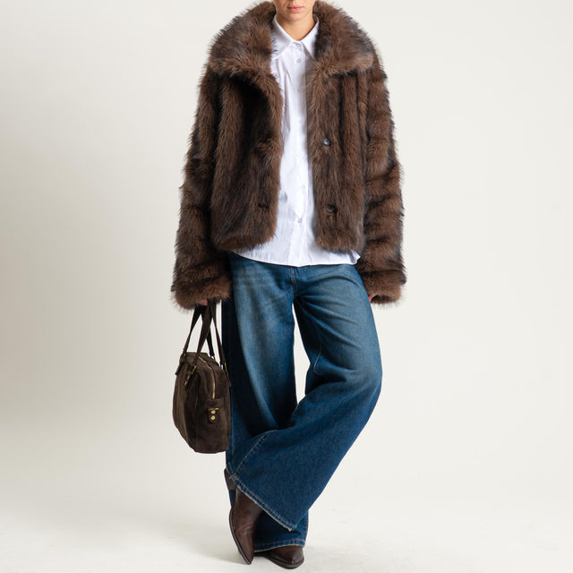 Vicolo- Giacca doubleface ecopelliccia - denim/moro