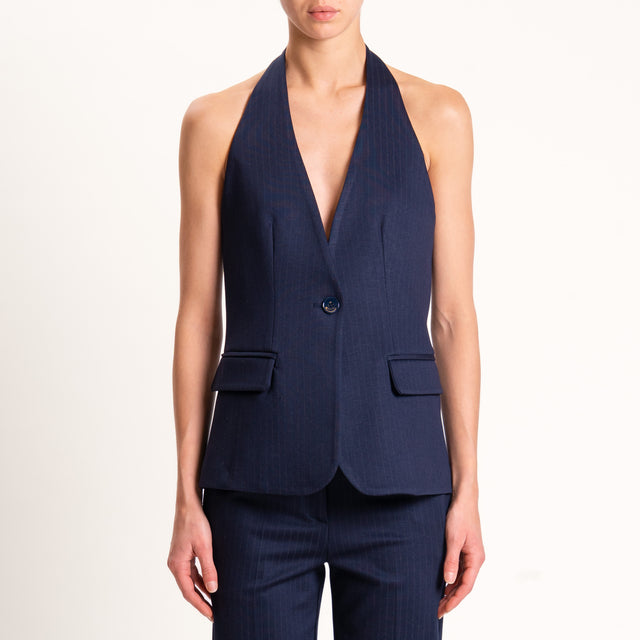 Vicolo-Gilet gessato punto milano - blu