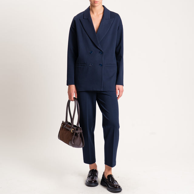 Vicolo-Pantalone punto milano con elastico dietro - blu