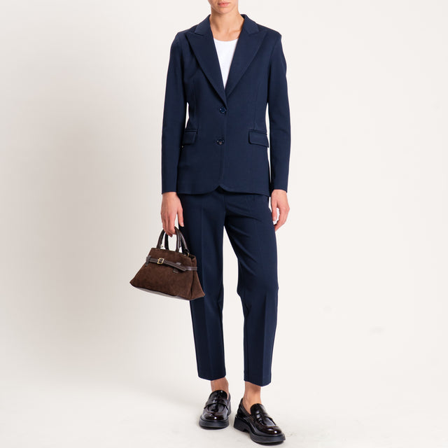Vicolo-Pantalone punto milano con elastico dietro - blu