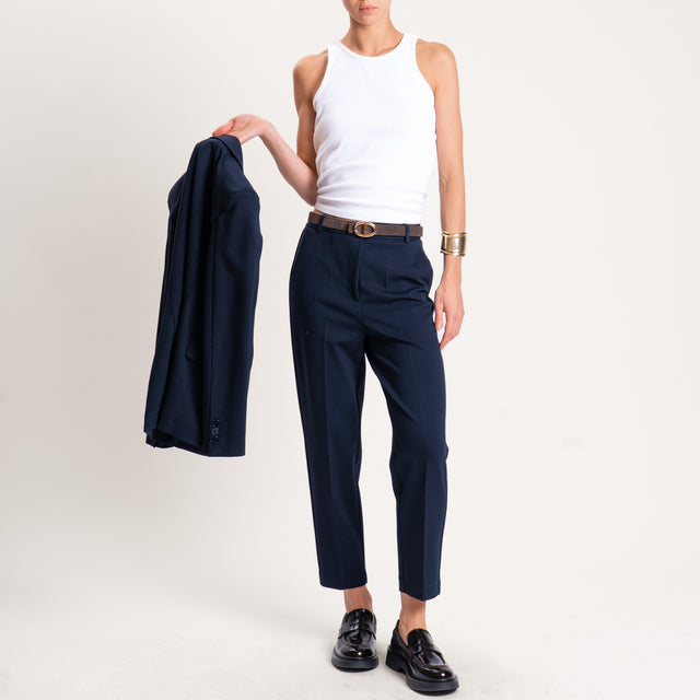 Vicolo-Pantalone punto milano con elastico dietro - blu