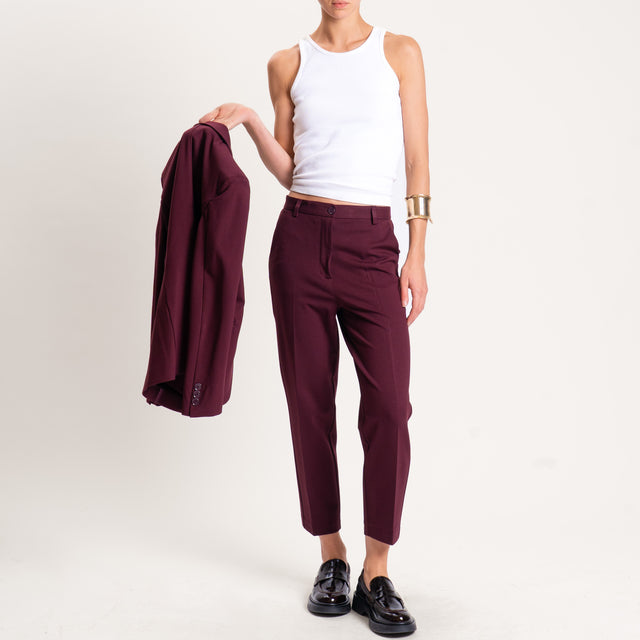 Vicolo-Pantalone punto milano con elastico dietro - Bordeaux