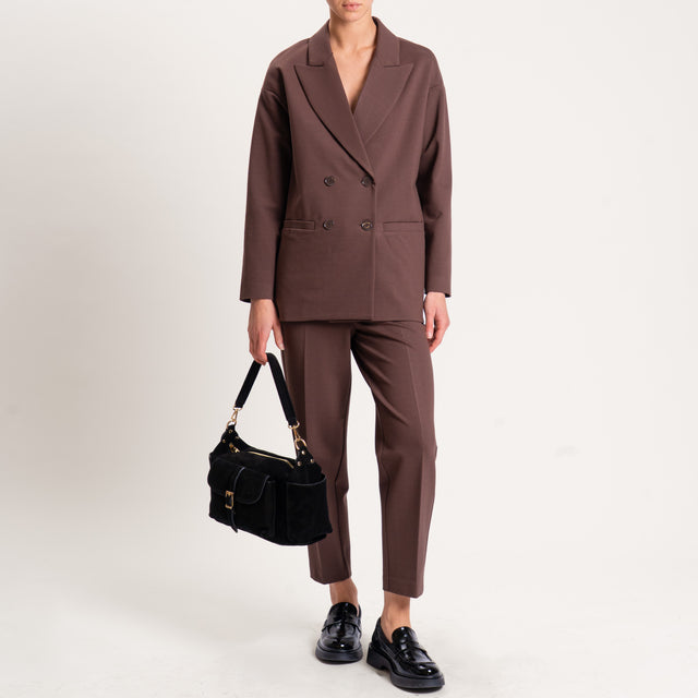Vicolo-Pantalone punto milano con elastico dietro - moro