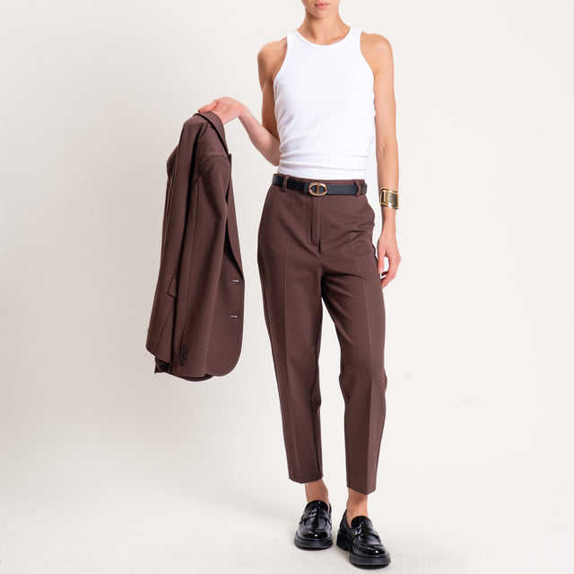 Vicolo-Pantalone punto milano con elastico dietro - moro