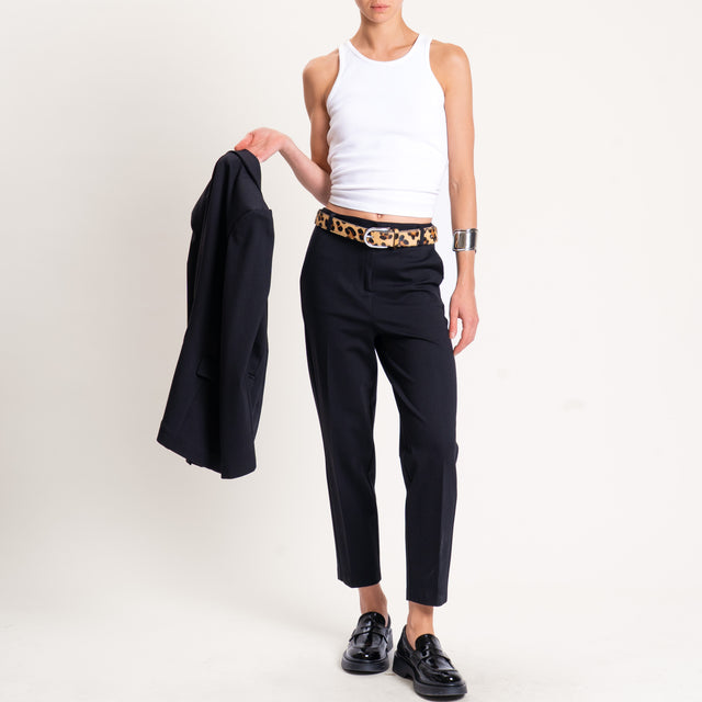 Vicolo-Pantalone punto milano con elastico dietro - nero