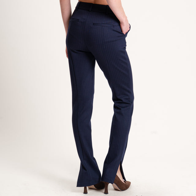 Vicolo-Pantalone gessato punto milano con pinces - blu