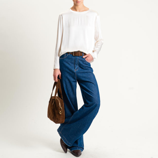 Vicolo-Blusa manica lunga raso elasticizzato - burro