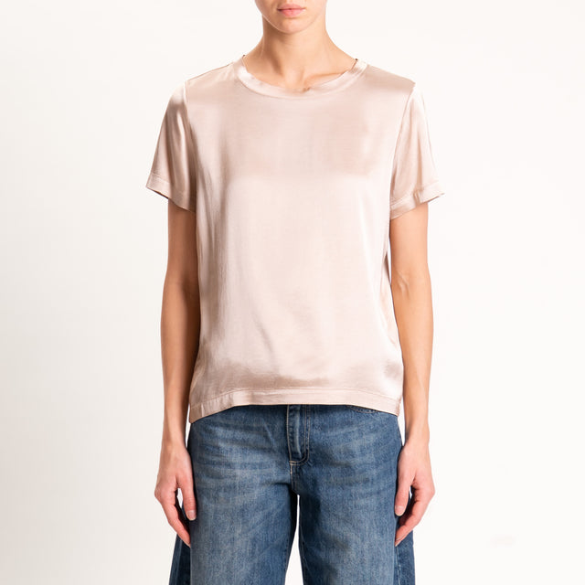 Vicolo-Blusa satin elasticizzata mezza manica - beige