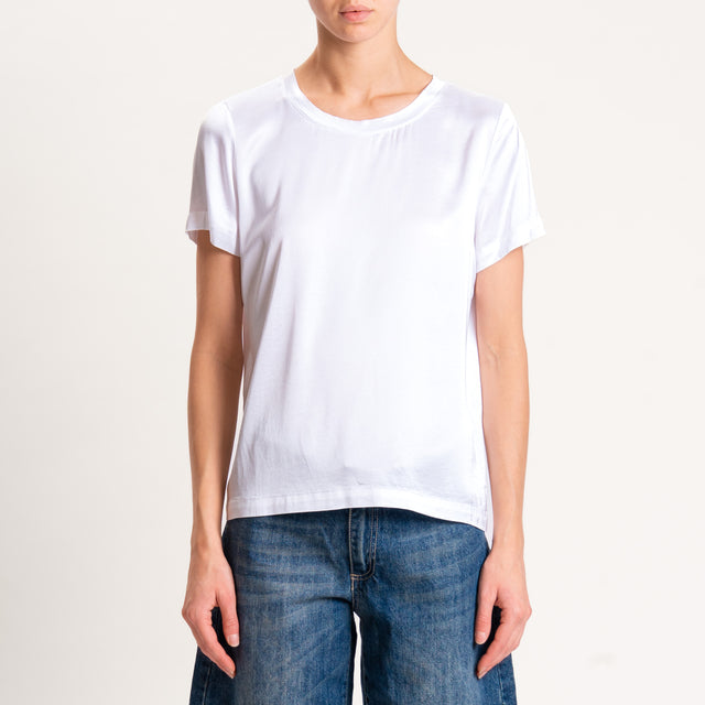Vicolo-Blusa satin elasticizzata mezza manica - bianco