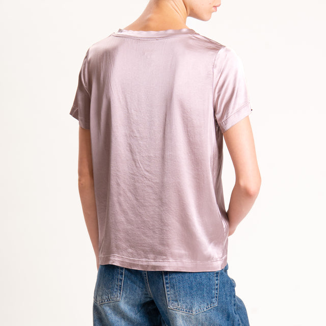 Vicolo-Blusa satin elasticizzata mezza manica - old rose
