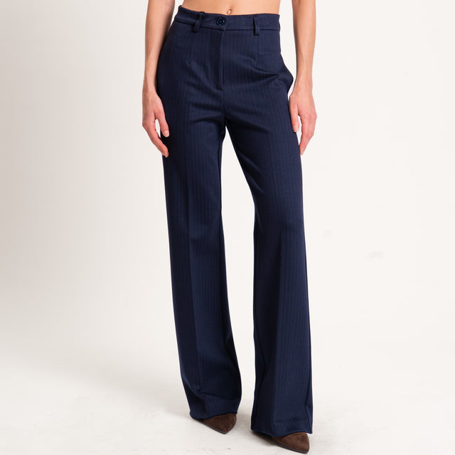 Vicolo-Pantalone gessato punto milano - blu