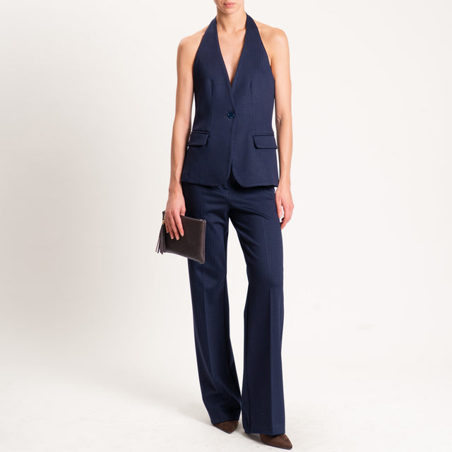 Vicolo-Pantalone gessato punto milano - blu