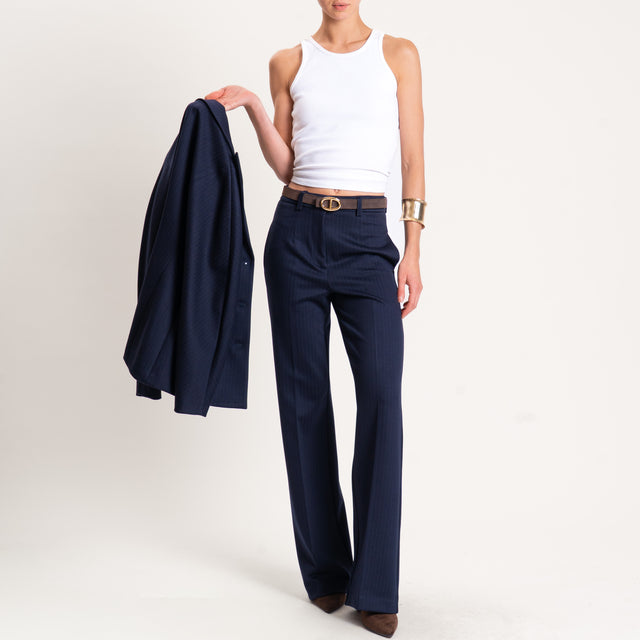 Vicolo-Pantalone gessato punto milano - blu