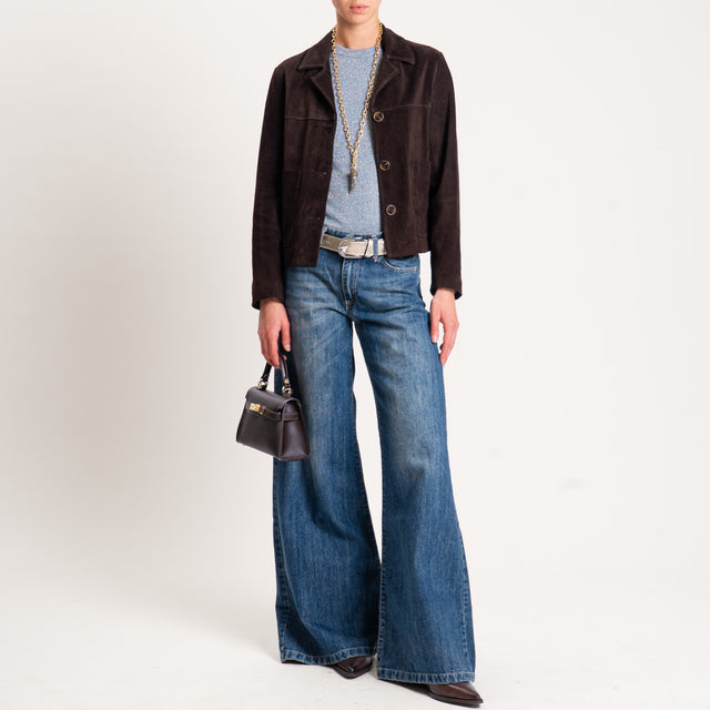 Vicolo-Giacca scamosciata 100% genuine leather - moro