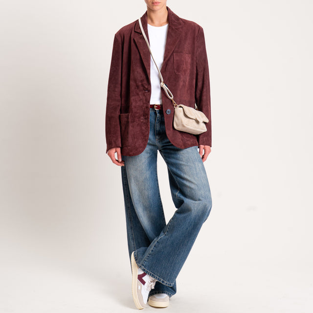 Vicolo-Giacca scamosciata oversize 100% genuine leather - bordeaux