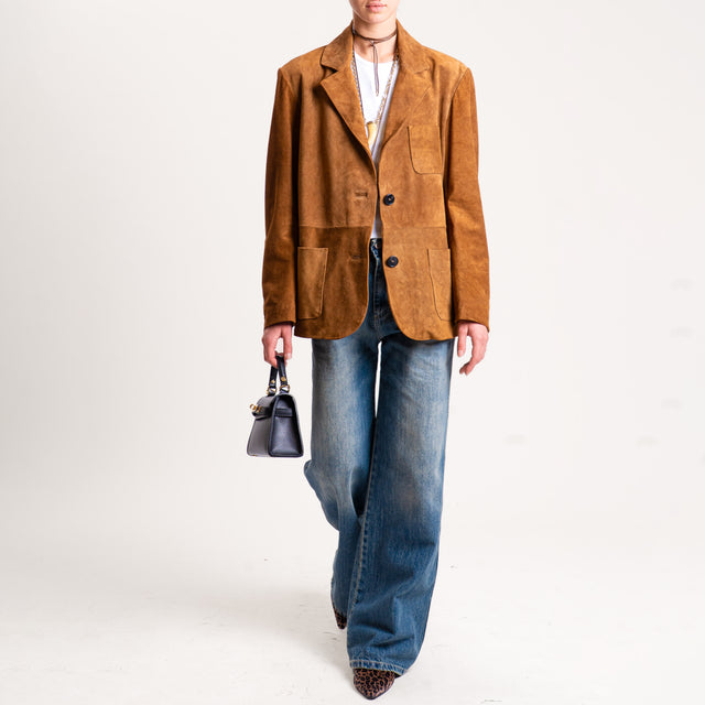 Vicolo-Giacca scamosciata oversize 100% genuine leather - cuoio