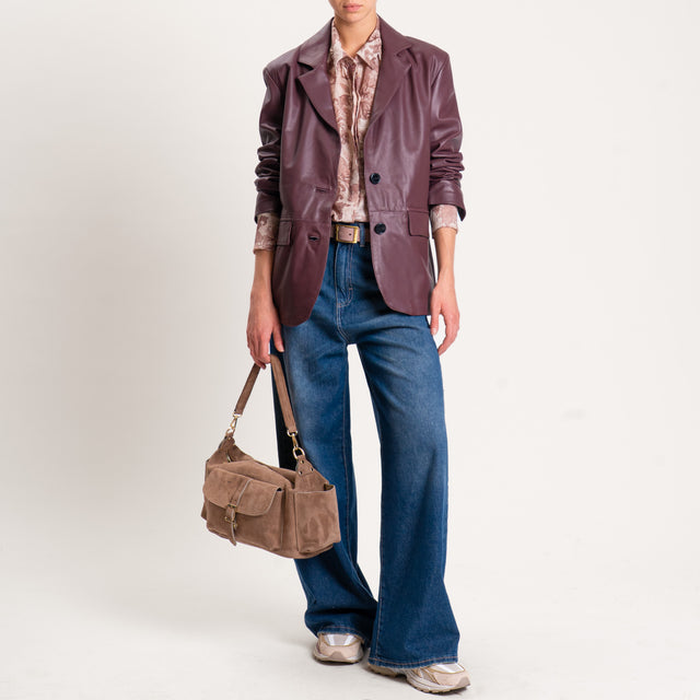 Vicolo-Giacca 100% genuine leather oversize - Bordeaux