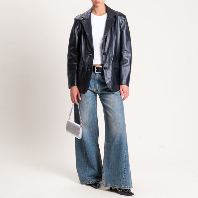 Vicolo-Giacca 100% genuine leather oversize - nero