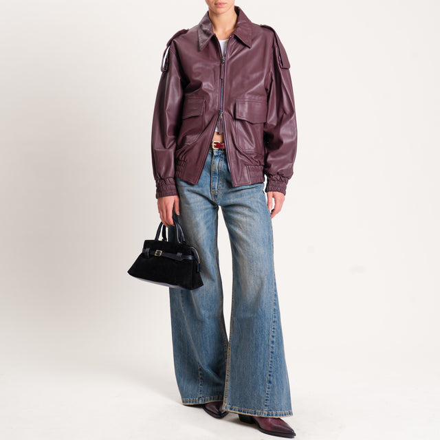Vicolo-Giacca bomber 100% genuine leather - Bordeaux