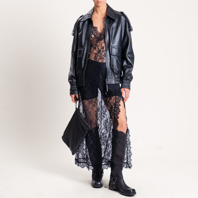 Vicolo-Giacca bomber 100% genuine leather - nero