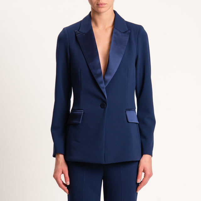 Vicolo-Giacca crêpe collo reverse - blu