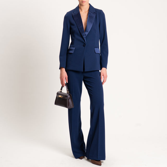 Vicolo-Giacca crêpe collo reverse - blu
