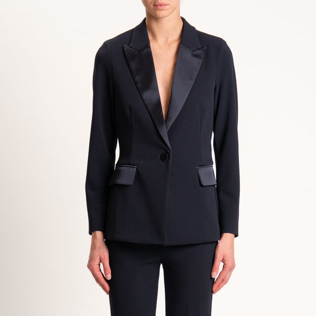 Vicolo-Giacca crêpe collo reverse - nero