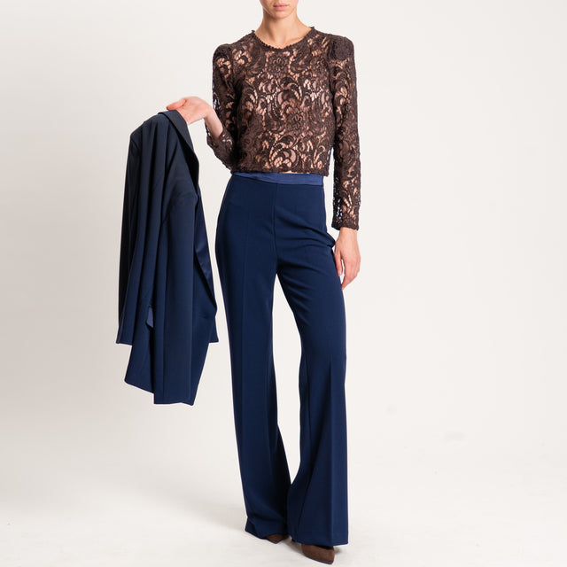 Vicolo-Pantalone crêpe bootcut elasticizzato - blu