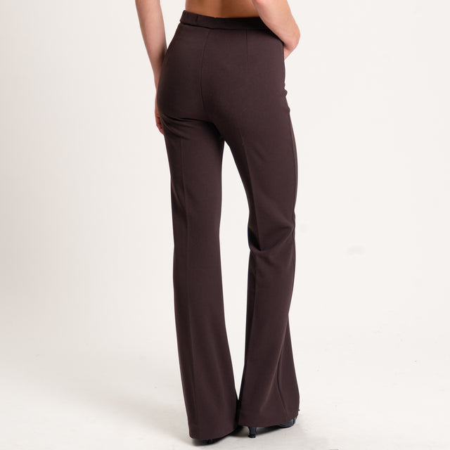 Vicolo-Pantalone crêpe bootcut elasticizzato - moro