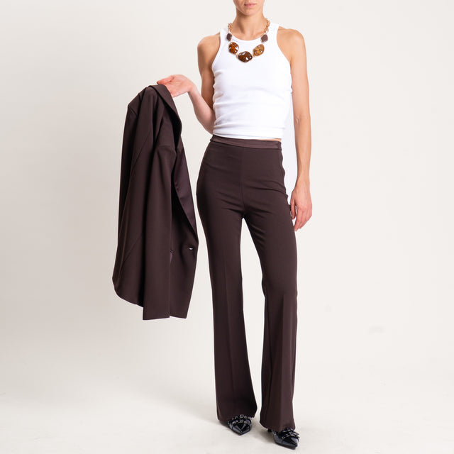Vicolo-Pantalone crêpe bootcut elasticizzato - moro