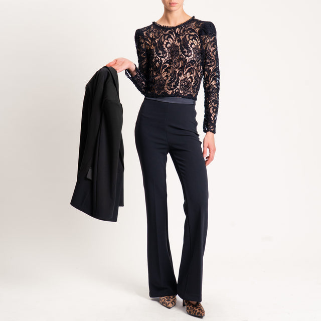 Vicolo-Pantalone crêpe bootcut elasticizzato - nero