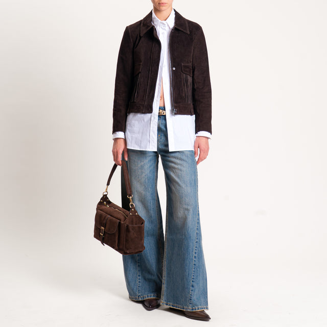 Vicolo-Giacca scamosciata 100% genuine leather - moro