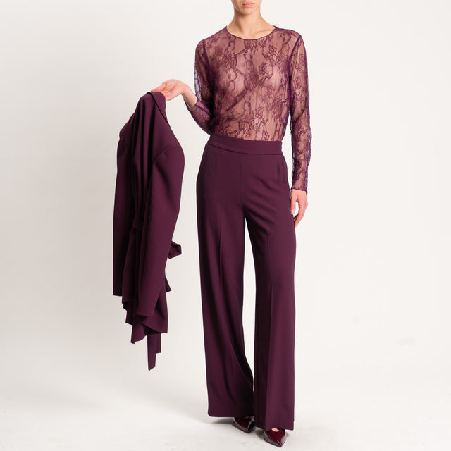 Vicolo-Pantalone tessuto fluido elastico dietro - Bordeaux