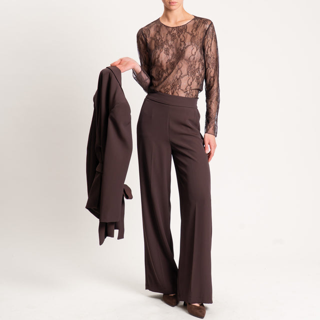 Vicolo-Pantalone tessuto fluido elastico dietro - moro