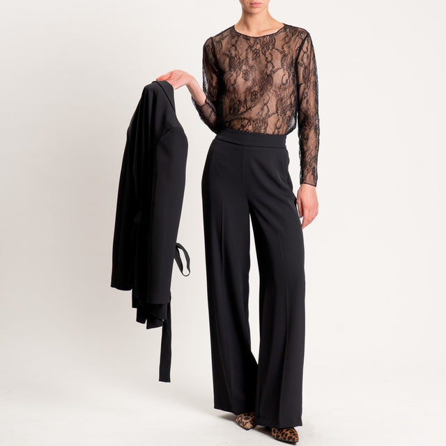 Vicolo-Pantalone tessuto fluido elastico dietro - nero