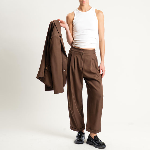 Vicolo- Pantalone con pinces - cioccolato