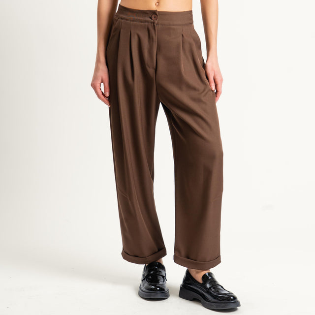 Vicolo- Pantalone con pinces - cioccolato