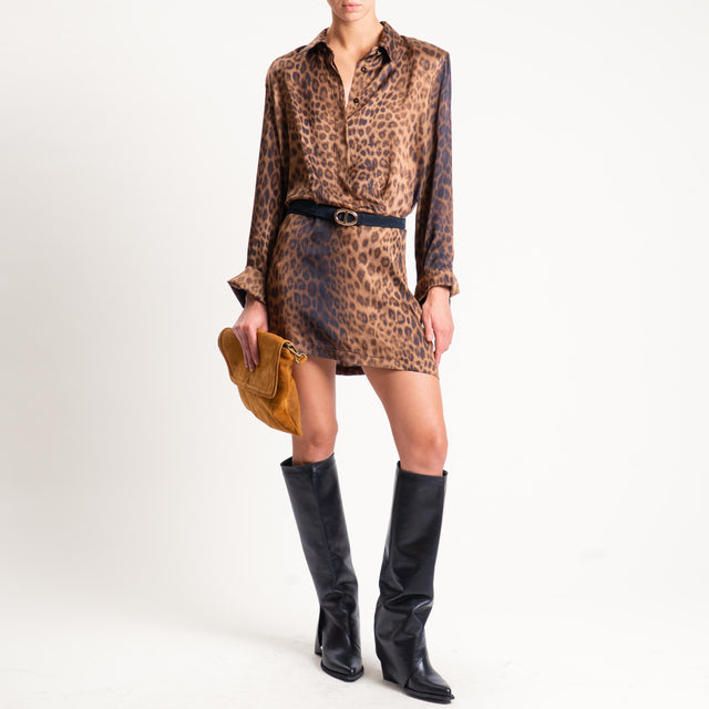 Vicolo-Abito animalier con spalline - beige/nero