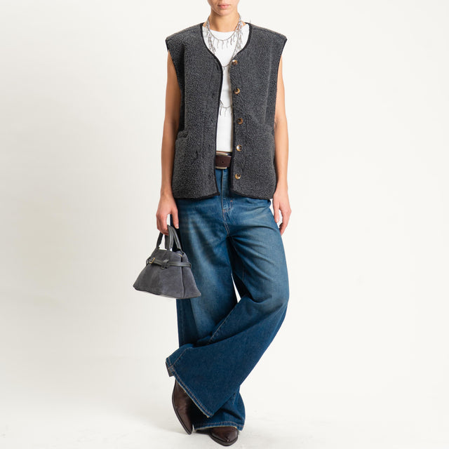 Vicolo-Gilet teddy - antracite