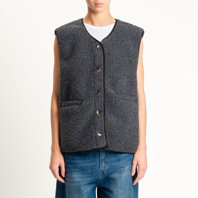 Vicolo-Gilet teddy - antracite