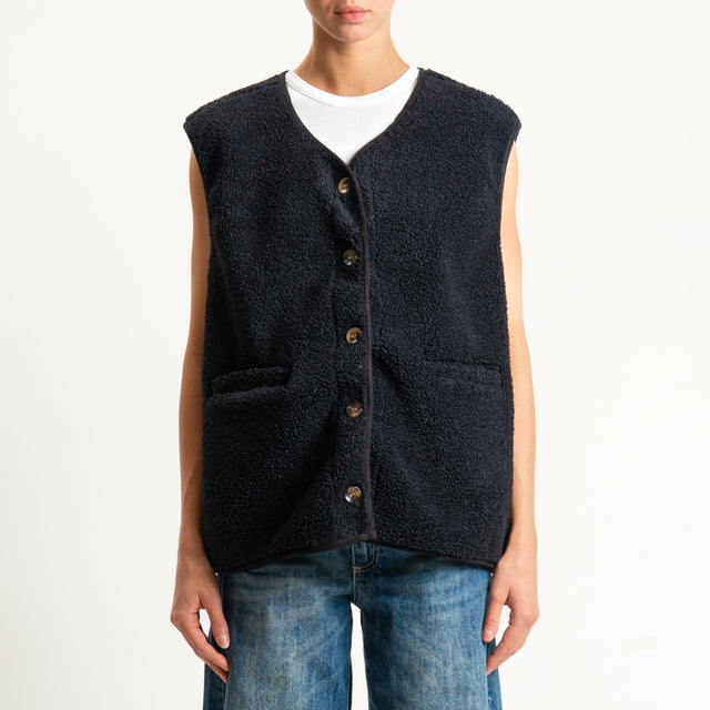 Vicolo-Gilet teddy - nero