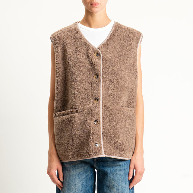 Vicolo-Gilet teddy - tortora
