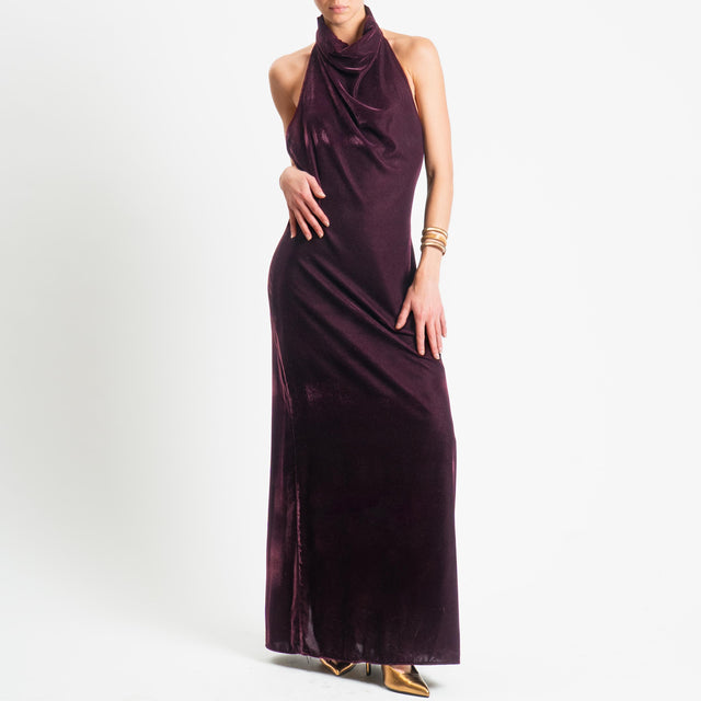 Vicolo-Abito velluto spacco dietro - Bordeaux