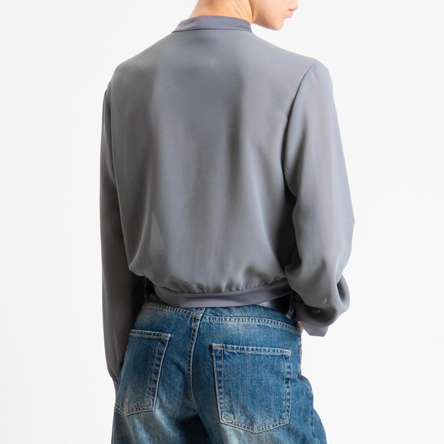 Vicolo-Camicia crop in georgette - piombo