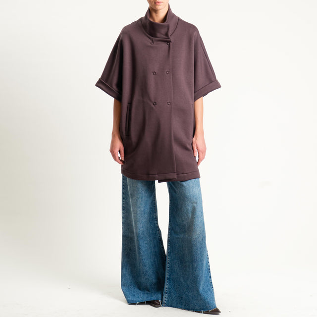Vicolo-Giacca poncho in neoprene - moro