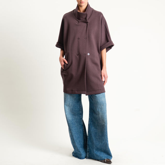 Vicolo-Giacca poncho in neoprene - moro
