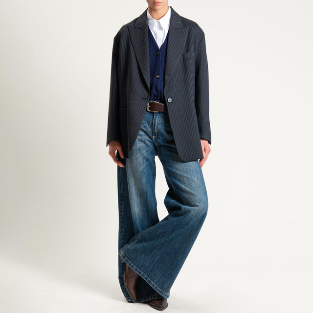 Vicolo-Giacca gessata oversize - nero