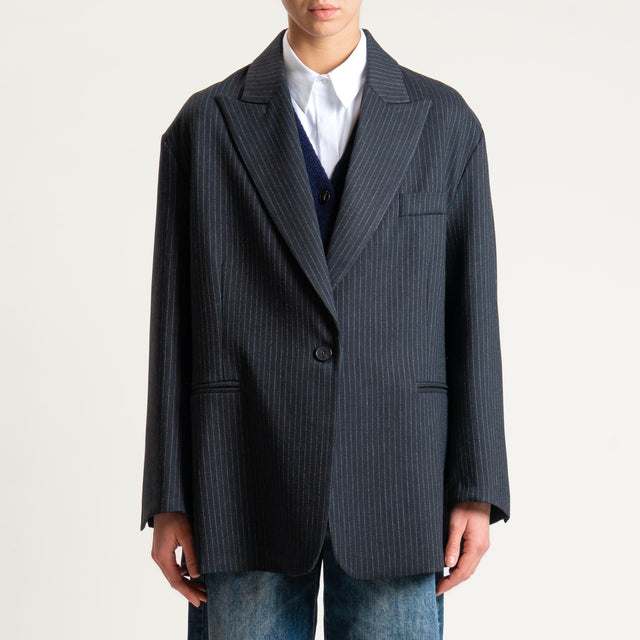 Vicolo-Giacca gessata oversize - nero