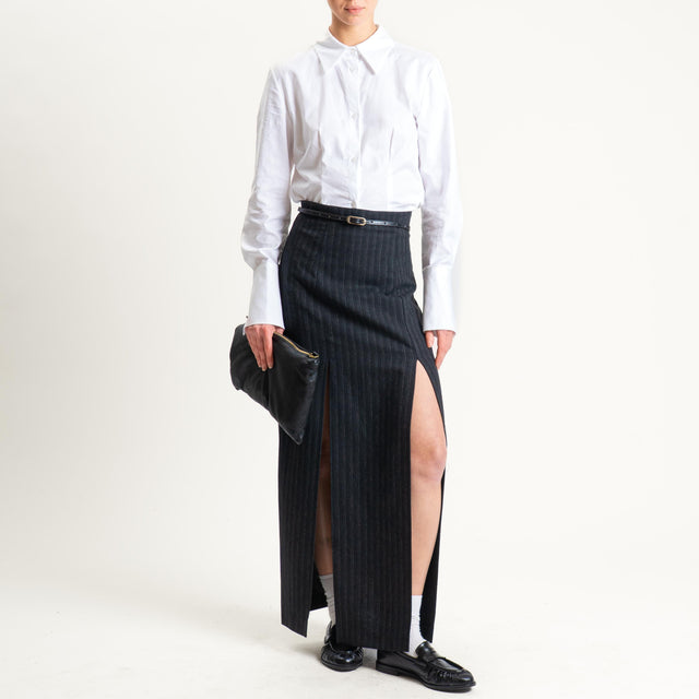 Vicolo-Gonna gessata con spacchi - nero